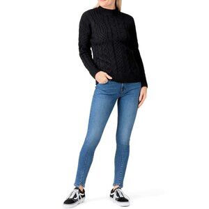 VOX LUX Black Cable Knit Crew Neck Sweater Size Small